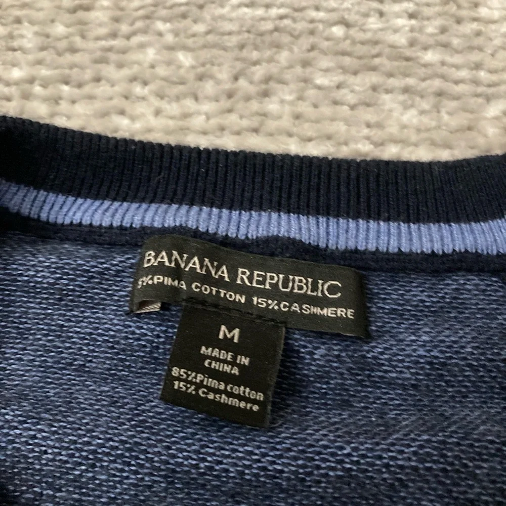 Pima Cotton and Cashmere Blend Sweater Medium‎ Navy Blue Banana Republic